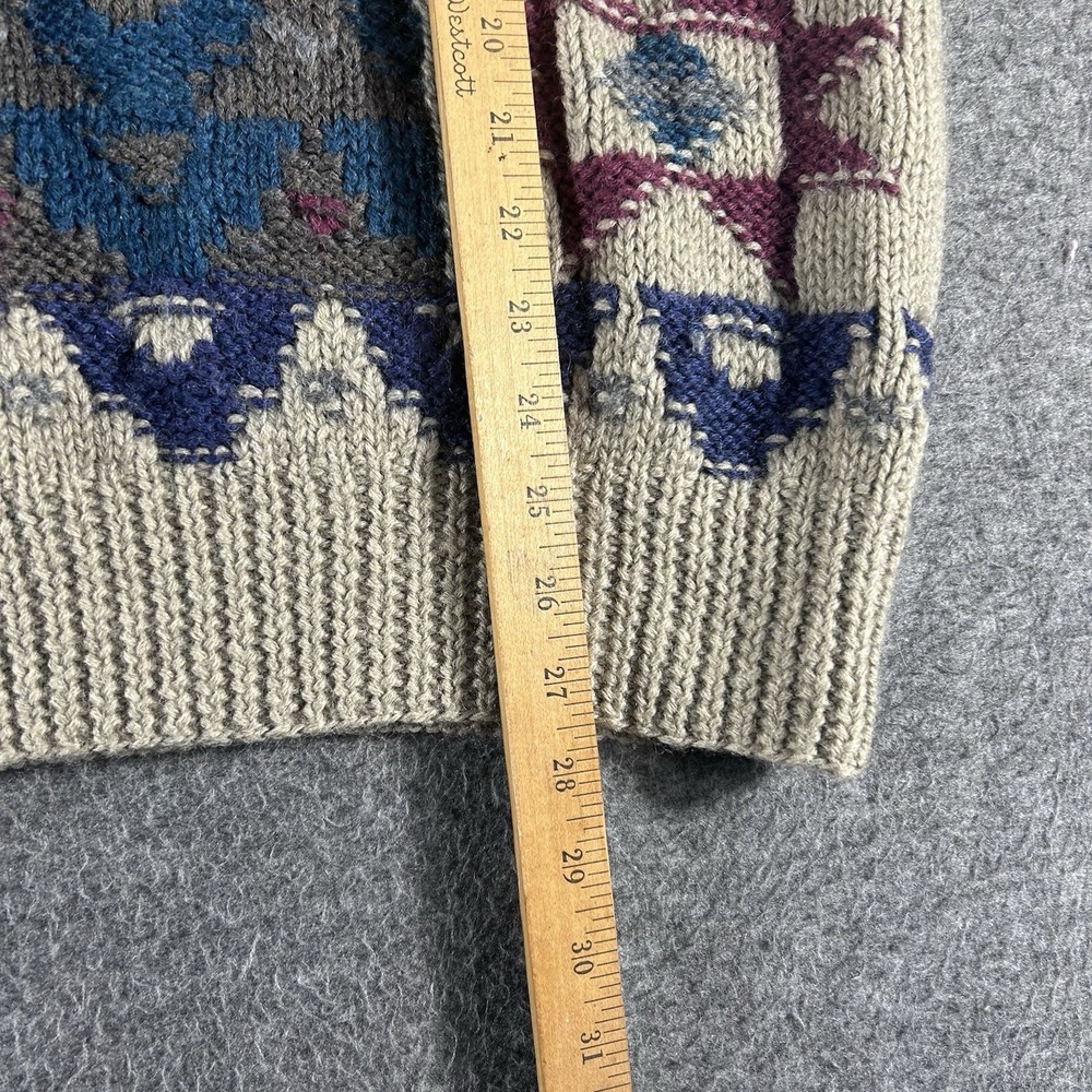 Vintage Boston Traders Sweater Men's Large 80s Geometric Fair Isle Grandpacore - Picture 4 of 6